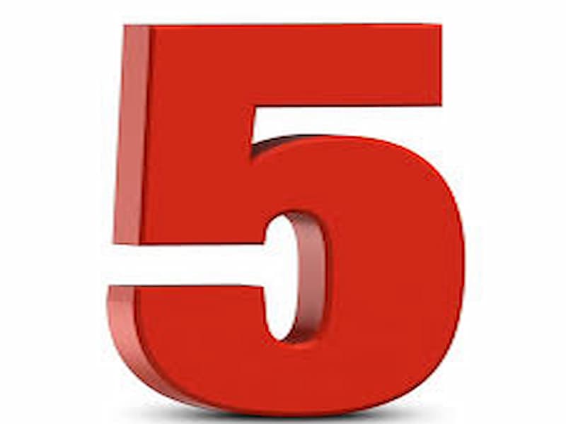Số 5 thể hiện cho mọi vật đều bắt đầu từ 5 yếu tố 